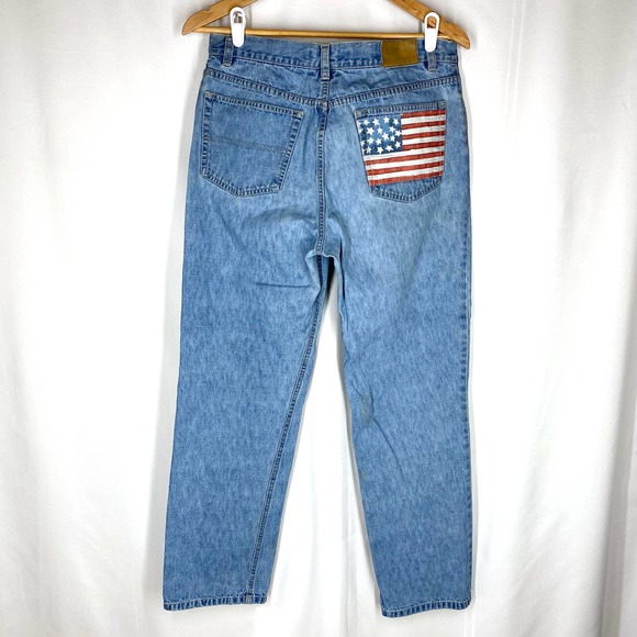 Tommy Hilfiger American Flag Mom Jeans Blue Tapered Patriotic 90s Vintage 12 - Picture 2 of 7